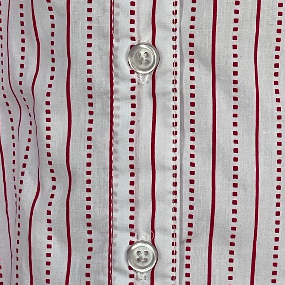 Roamans Button Up Top Women Size 38W Red/White‎ Striped Collared Long Sleeve - Picture 6 of 14